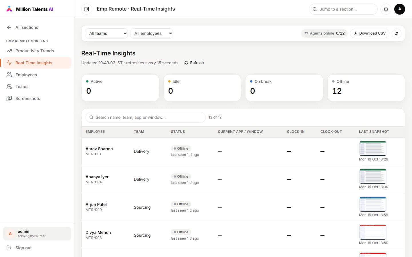 Real-time insights