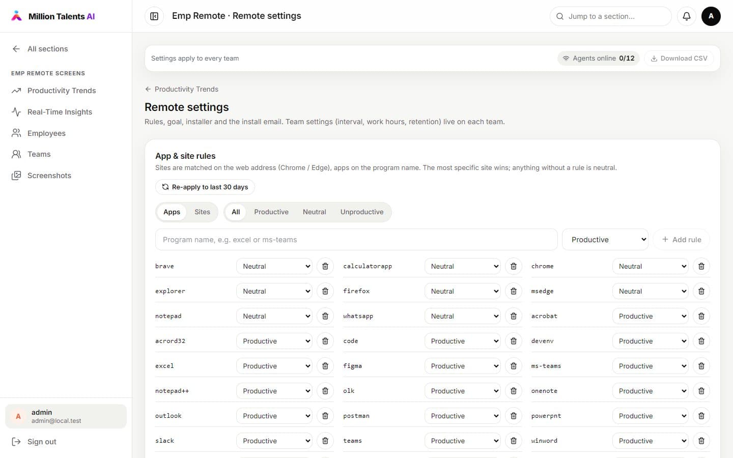MTI Remote settings